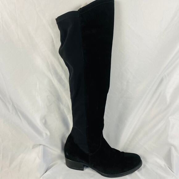 Paul Green Black Suede Over The Knee Black Boots Size US 5.5 Goth Capsule - Picture 1 of 7